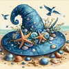 Beach Witch Hat-14CT Stamped Cross Stitch 40*40cm tapestrymarket