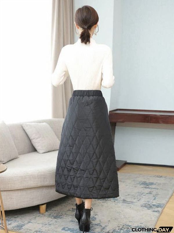 Vintage Loose Elasticity High-Waisted A-Line Padded Skirt Bottom