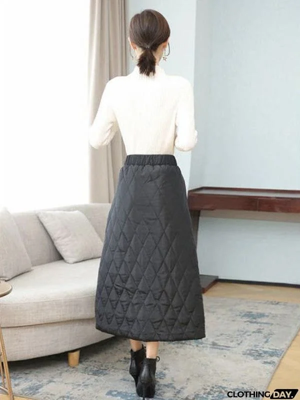 Vintage Loose Elasticity High-Waisted A-Line Padded Skirt Bottom