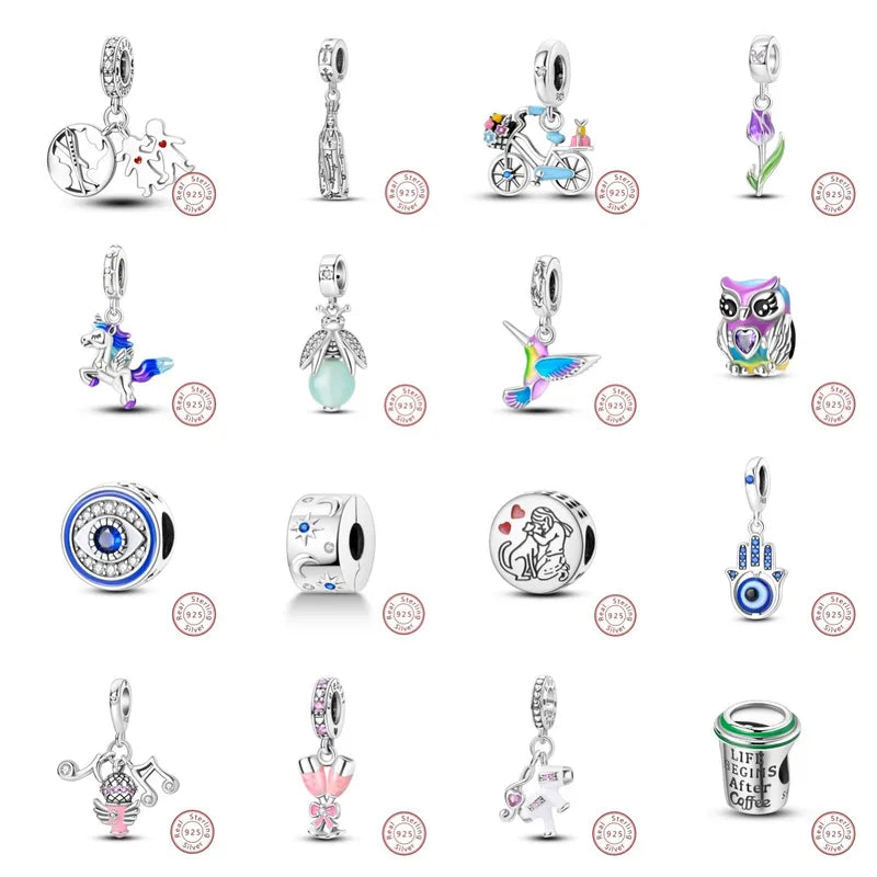 1 Piece 12*11.9mm 925 Sterling Silver Zircon Devil's Eye Bird Pendant Beads Jewelry Accessories