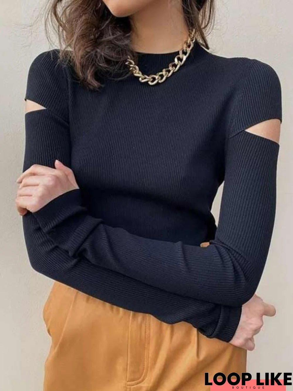 Winter Skinny Round Neck Plain Mid-weight Round Neck Sweater