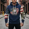 Men's Vintage 250th Anniversary American Flag Eagle 1776 Print Pocket Hoodie by Inlyline