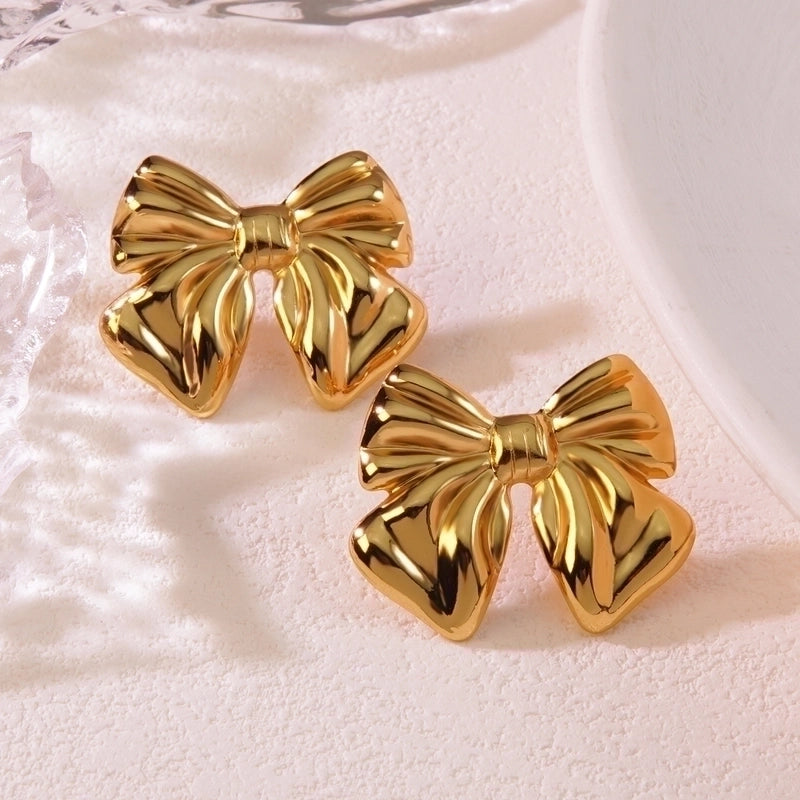 1 Pair Casual Minimalist Classic Style Bow Knot 304 Stainless Steel Imitation Gold  Ear Studs