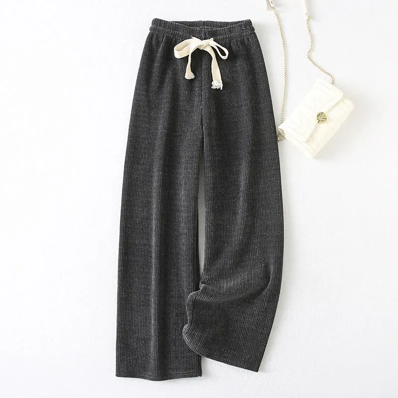 Loose Stripe Lace Up Casual Pants