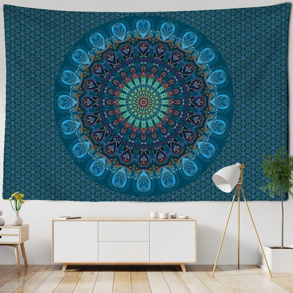 Psychedelic Mandala Tapestry Wall Hanging Bohemia TAPIZ Witchcraft Beach Travel Mattress Room Home Decor