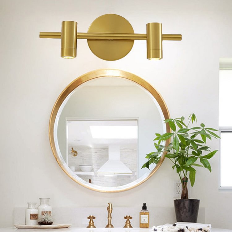 2/3/4-Light LED Tube Vanity Lamp Traditional Brass Metal Wall Sconce Lighting for Bathroom