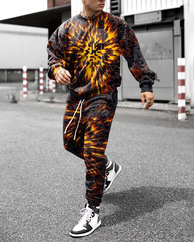 men's printed leisure sports Hoodies suits