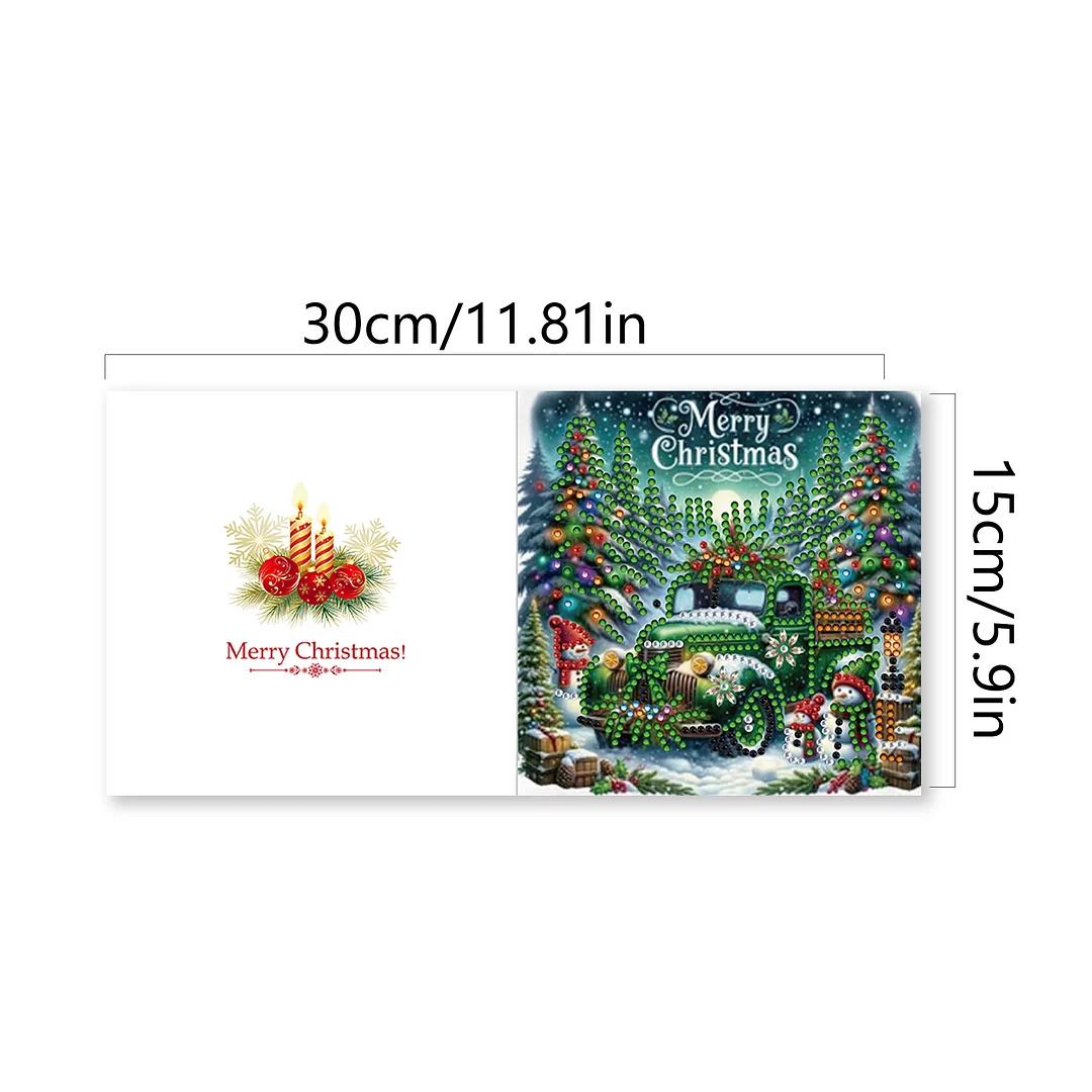 6pcs DIY Christmas Scenery DIY Diamond Painting Greeting Card for Friends Family Gift【With White Envelope】