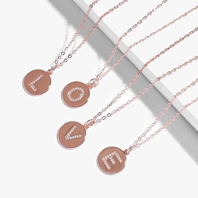 Alloy Inlaid Zircon Letter Necklace