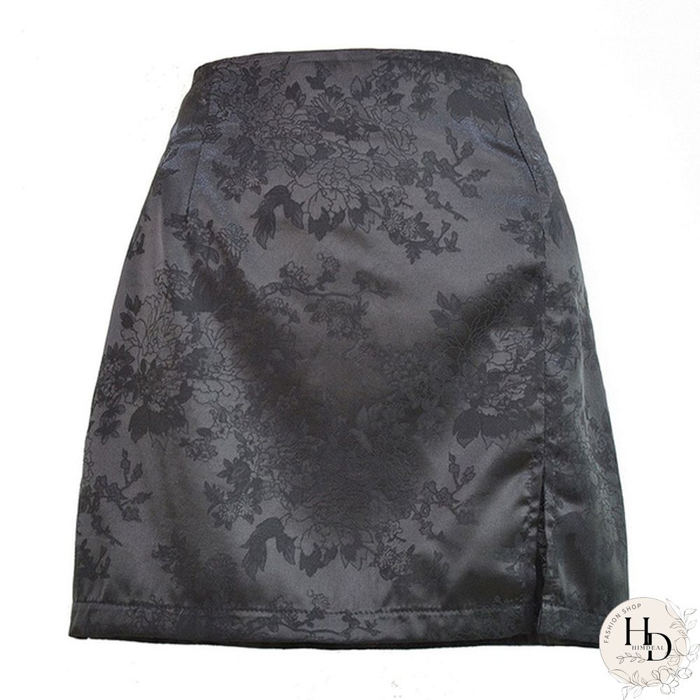 Summer Women Split Skirt Sexy Jacquard Satin High Waist Zip Skirt Women Party Black Skirt Ladies Sexy Short Beach Skirts