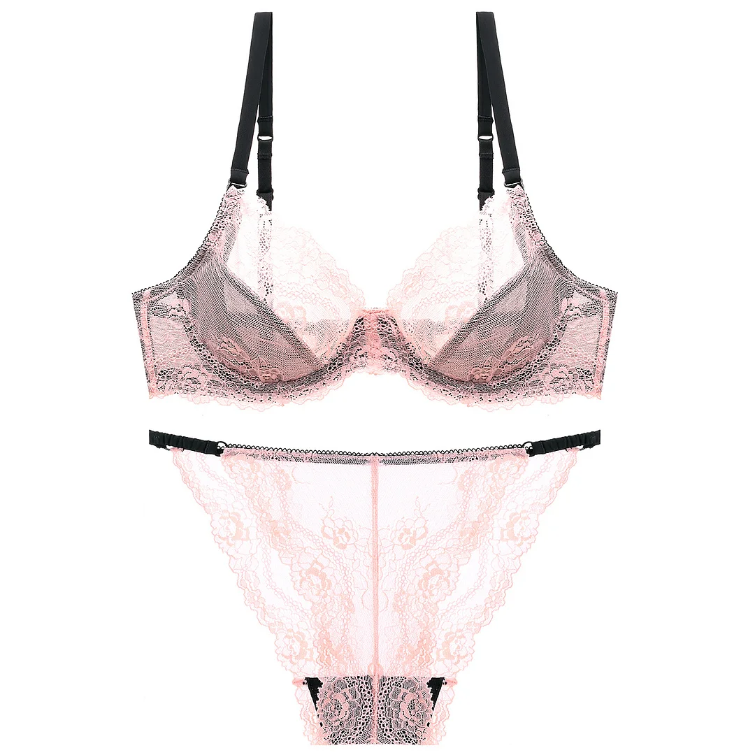 Billionm Billionm Ultra Thin Sexy Underwear Steel Ring Gathered Lace Transparent Lady Bra Suit