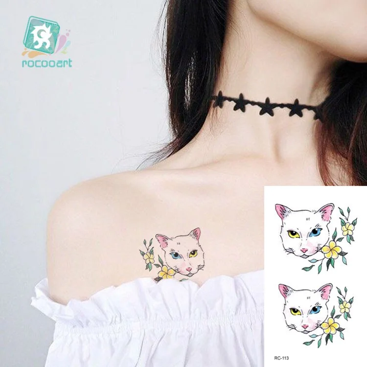 Rocooart Animal Waterproof Temporary Tattoo Sticker Flamingo Cat Fox Tatoo Body Art Women New Fake Taty Tatuaje Cute Small Tatto