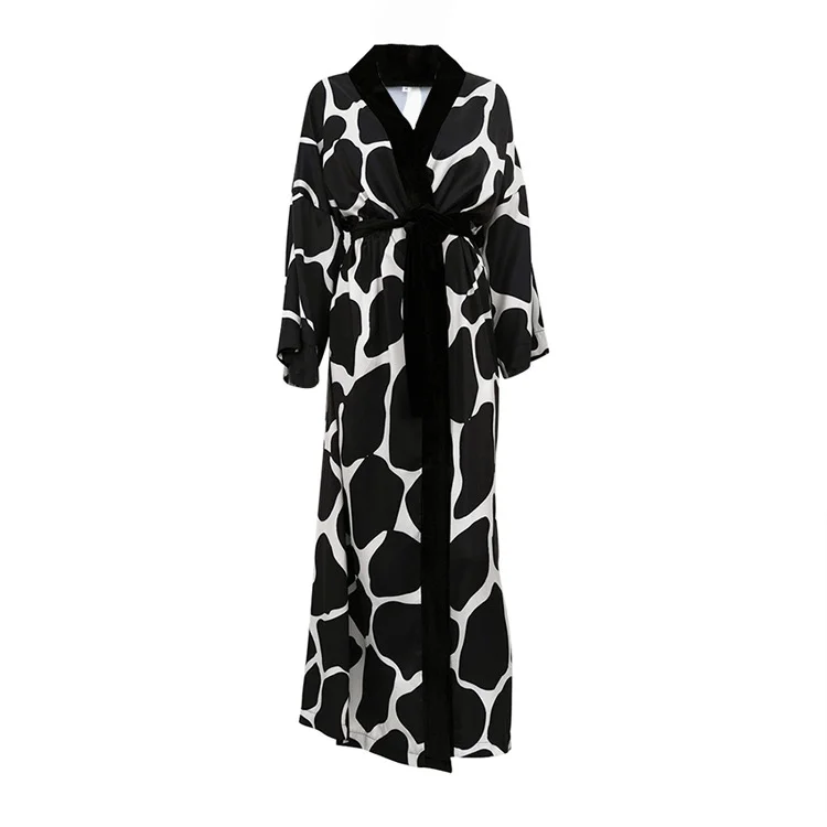 Ueong Ueong Women's 2023 New Satin Pajamas Female Spring Plus Size Seven Minute Sleeve Cool Sense Bathrobe Home Clothes Women