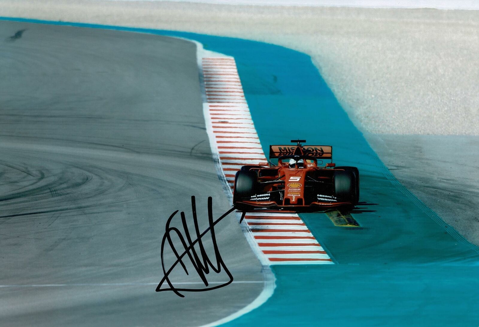 Sebastian Vettel Signed 12X8 Photo Poster painting FORMULA 1 Ferrari Genuine AFTAL COA (3599)