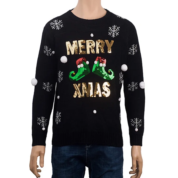 Snowflake Pattern Merry Xmas Ugly Christmas Sweater for Men Women-VESSFUL
