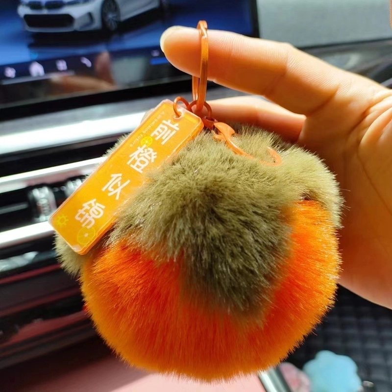 Imitation Rex Rabbit Fur Persimmon Pendant Persimmon Persimmon Ruyi Good Thing Happened Car Keychain Fur Ball Pendant Bag Ornaments Batch