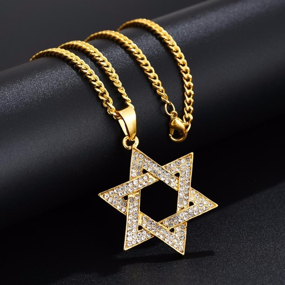 Jewish Magen David Necklace Men/Women Gift Jewelry Pendant Gold Color