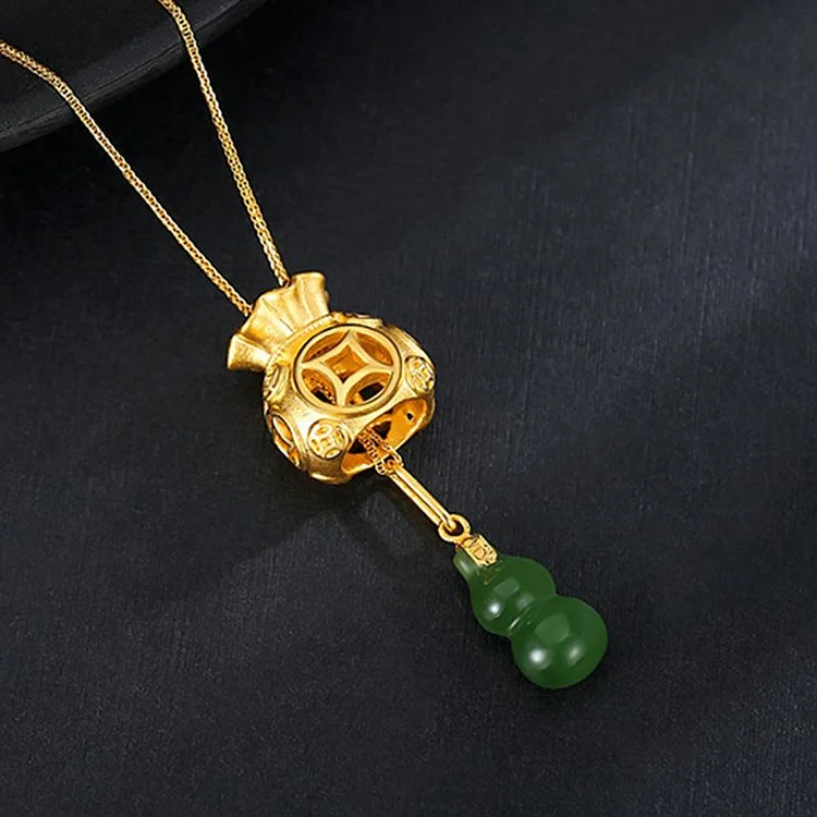 Auspicious Feng Shui Gold Money Bag Pendant Necklace KERENTILA
