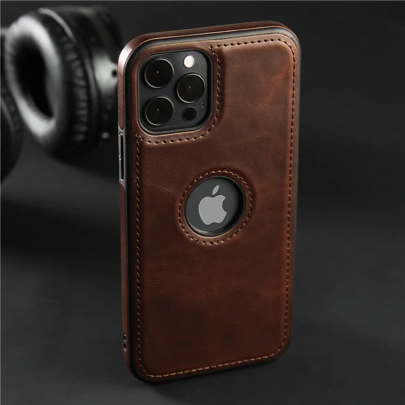 Show Apple Logo Leather iPhone Case
