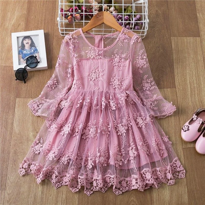 Lace Christmas Dress Girls New Year Costume Princess Wedding Dress Girls Party Dress 3-8Y Children Ceremony Prom Gown Dress