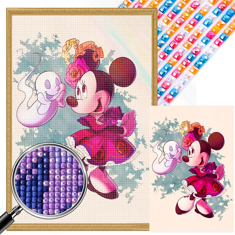 Minnie And The Ghost Mickey 40*60CM (Canvas) AB Square Drill Diamond Painting gbfke