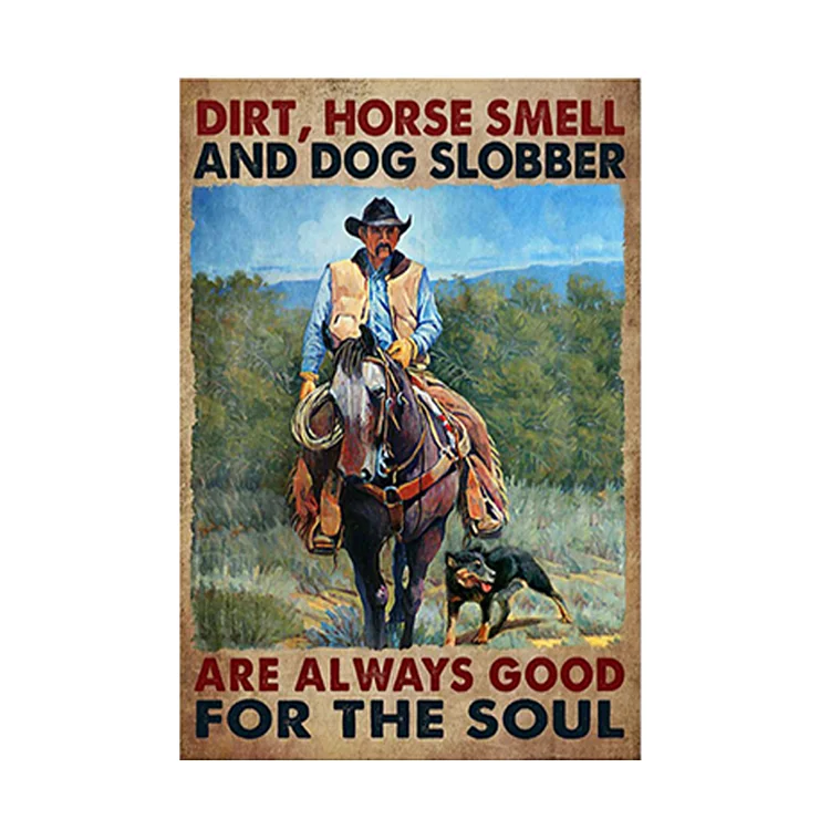 West cowboy - enseigne en étain vintage - 7.9x11.8 & 11.8x15.7inch