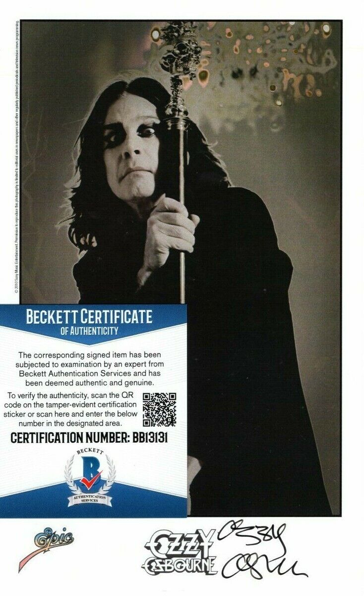 OZZY OSBOURNE signed 5x8 Photo Poster painting Beckett BAS