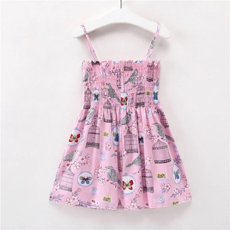 Baby Girl Dress 2020 Summer Kids Sleeveless Braces Dresses Girls Cotton Print Floral Princess Dress Children Casual Clothing