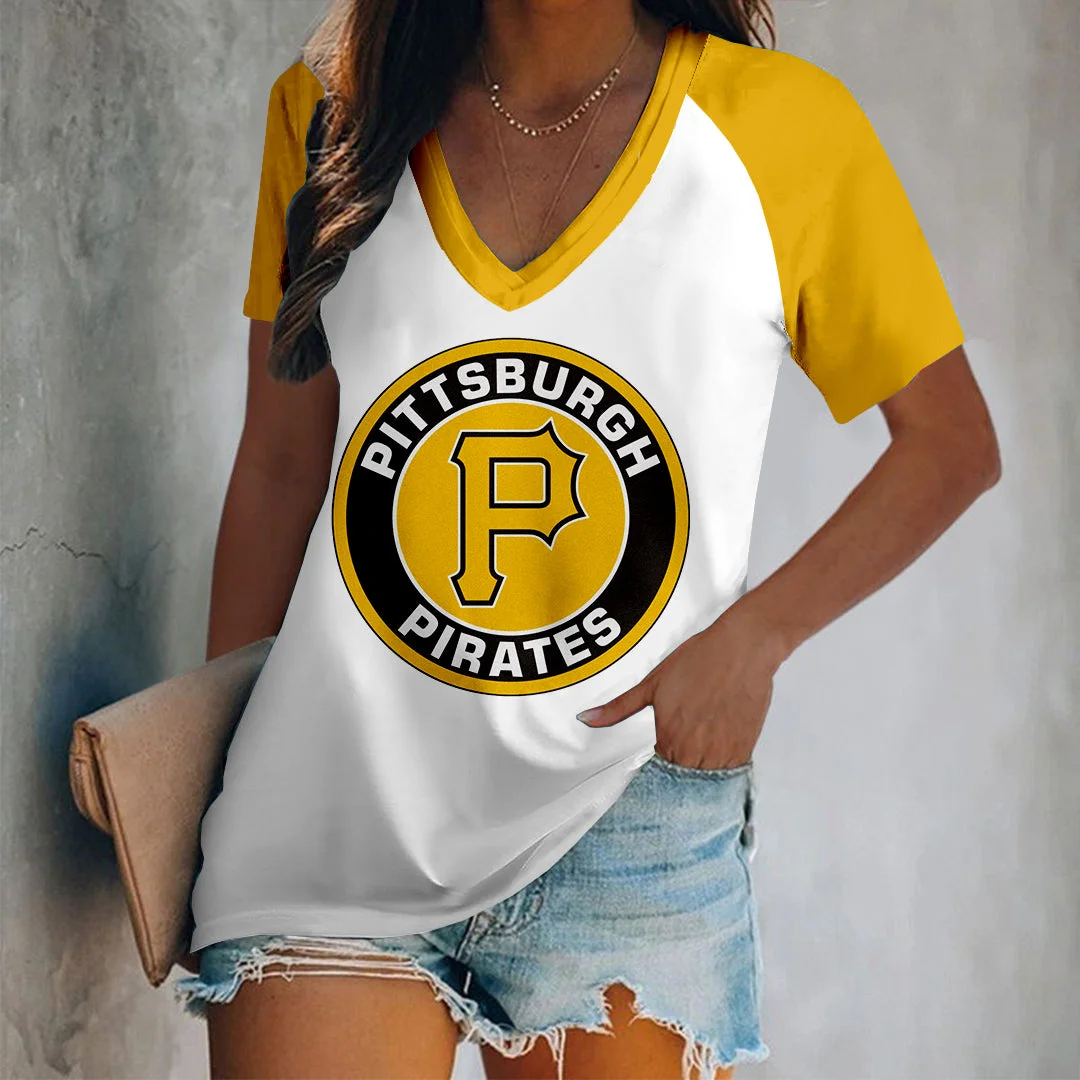 Women's Printed Short Casual V-Neck T-Shirt