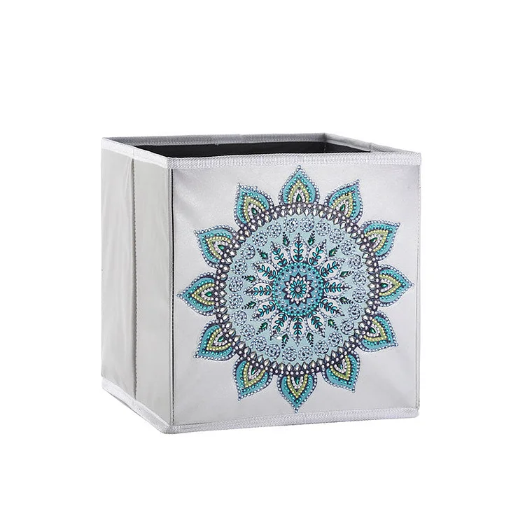DIY Special Shaped Diamond Painting Art Blue Flower Cloth Home Storage Box