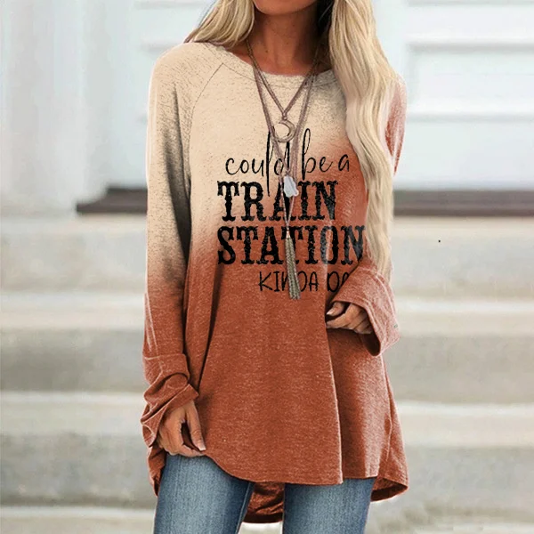 VChics Could Be A Train Station Kinda Day Print Casual Tunic