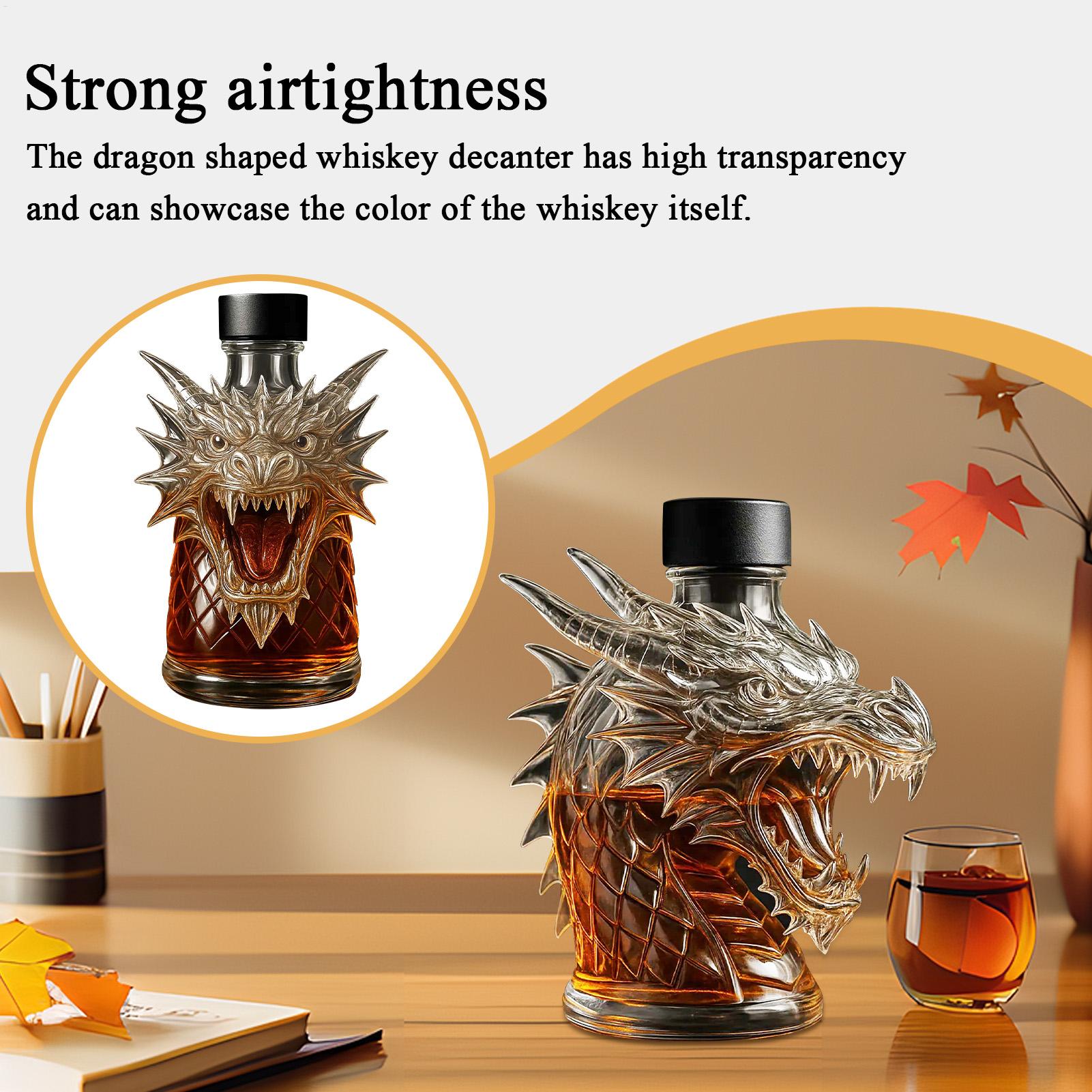 Tegooe Dragon Head Whiskey Decanter - Unique Glass Liquor Dispenser for Spirits