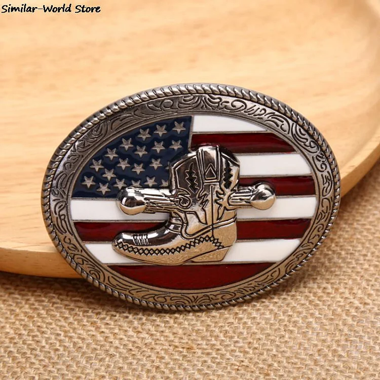 Retro American Flag Mens' Belt Buckle For Western Men Cowboy and Cowgirl Buckles