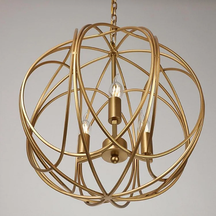 Ornate Candelabra Brass Chandelier LED Gold Orb Chandelier 3 Lights - Appledas