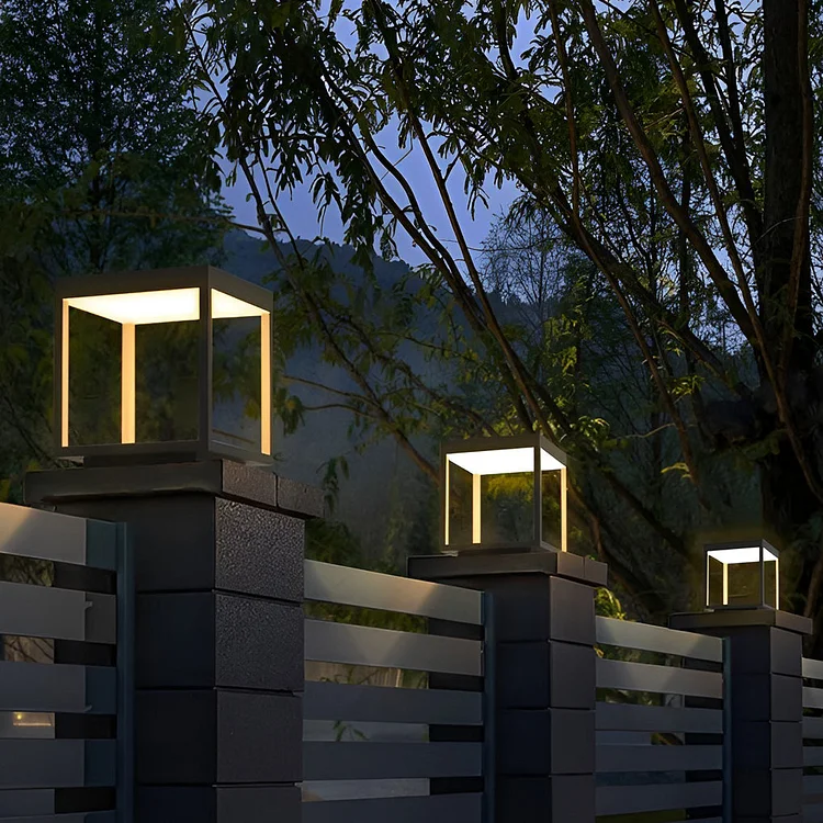 Square Frame Waterproof LED Modern Solar Post Caps Lights Fence Post Lights - Appledas