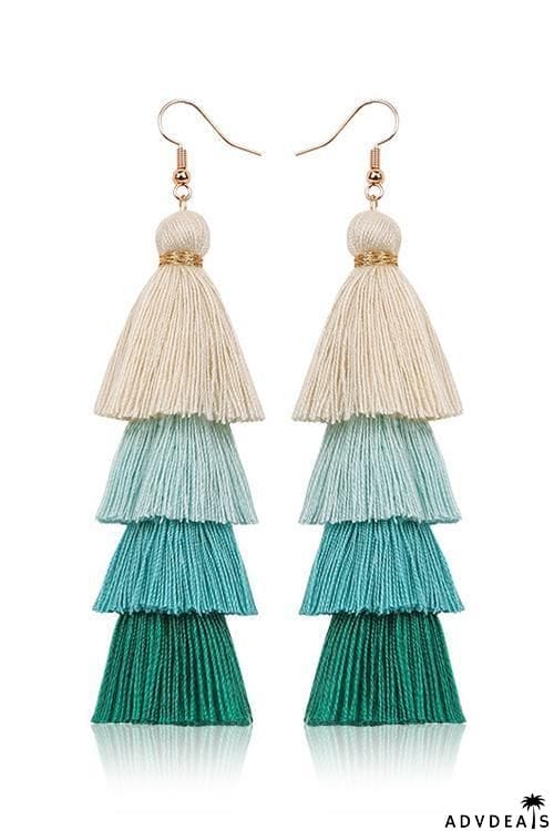 Gradient Tassels Layer Earring