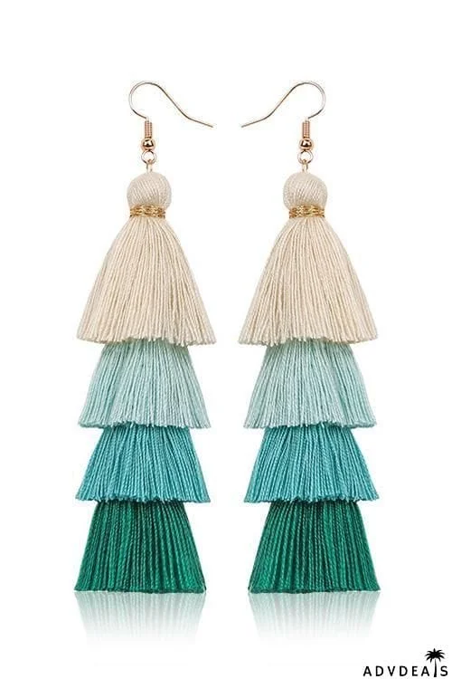 Gradient Tassels Layer Earring