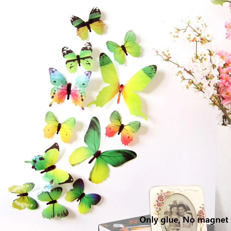 3D Blue Color butterfly Simulation PVC Wall Stickers Fridge magnet Decorative painting accessories living room decoration modern
