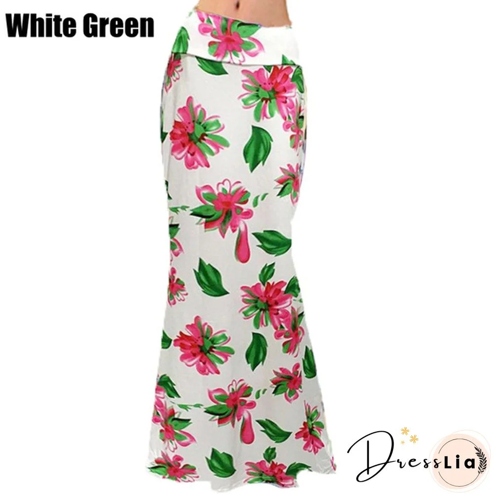 Womenufashion Summer Long Skirts Maxi Skirt Floral Print Casual Skirts High Waist Long Dress Plus Size
