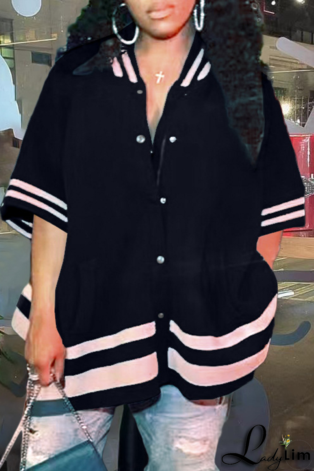 Red Fashion Solid Buckle Mandarin Collar Outerwear