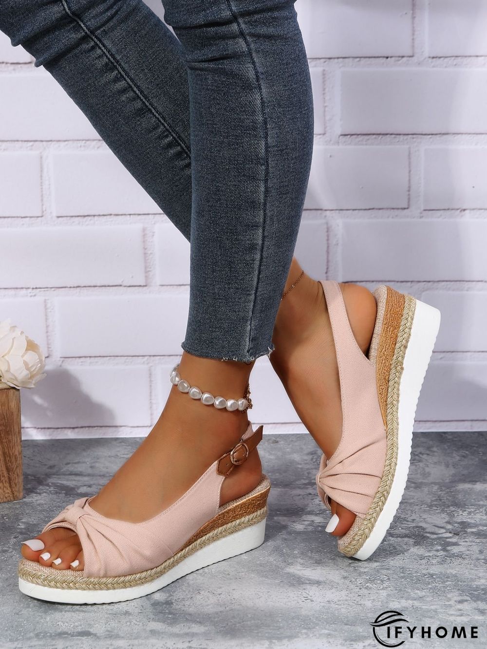 Bow Weave Fish Mouth Wedge Sandals | IFYHOME