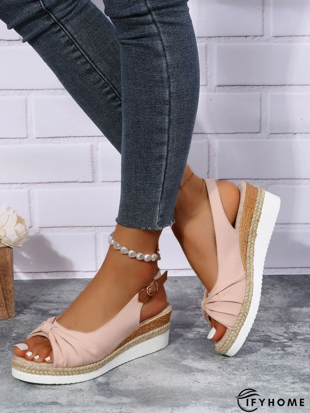 Bow Weave Fish Mouth Wedge Sandals | IFYHOME