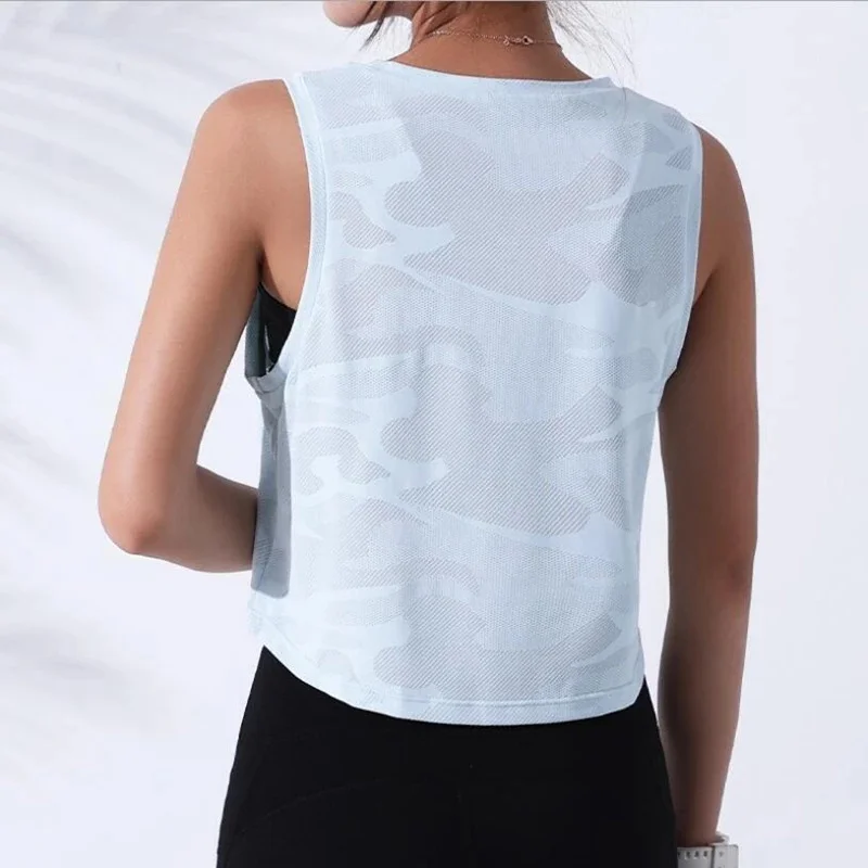 Churchf Churchf Run Lovely Sports Small Vest Female Round Collar Female Camouflage Spot Running Fitness Yoga Sleeveless Jacket