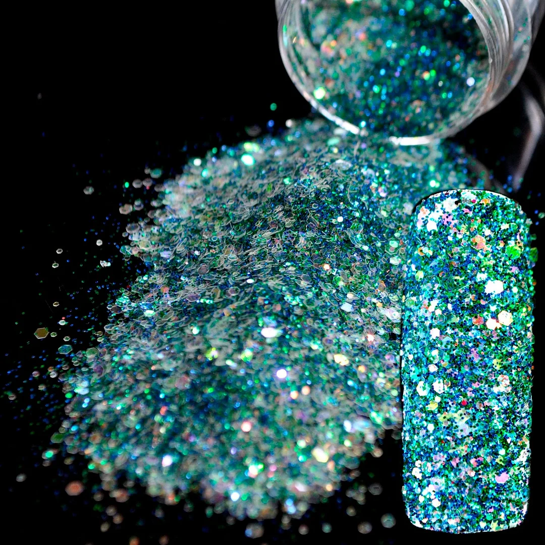 Snow White Glitter Nail Art Tool DIY Glitter Mix Manicure 3D Powder Small Pentagon Sequins Nail Supplies Decoration 270-Nail Inspo