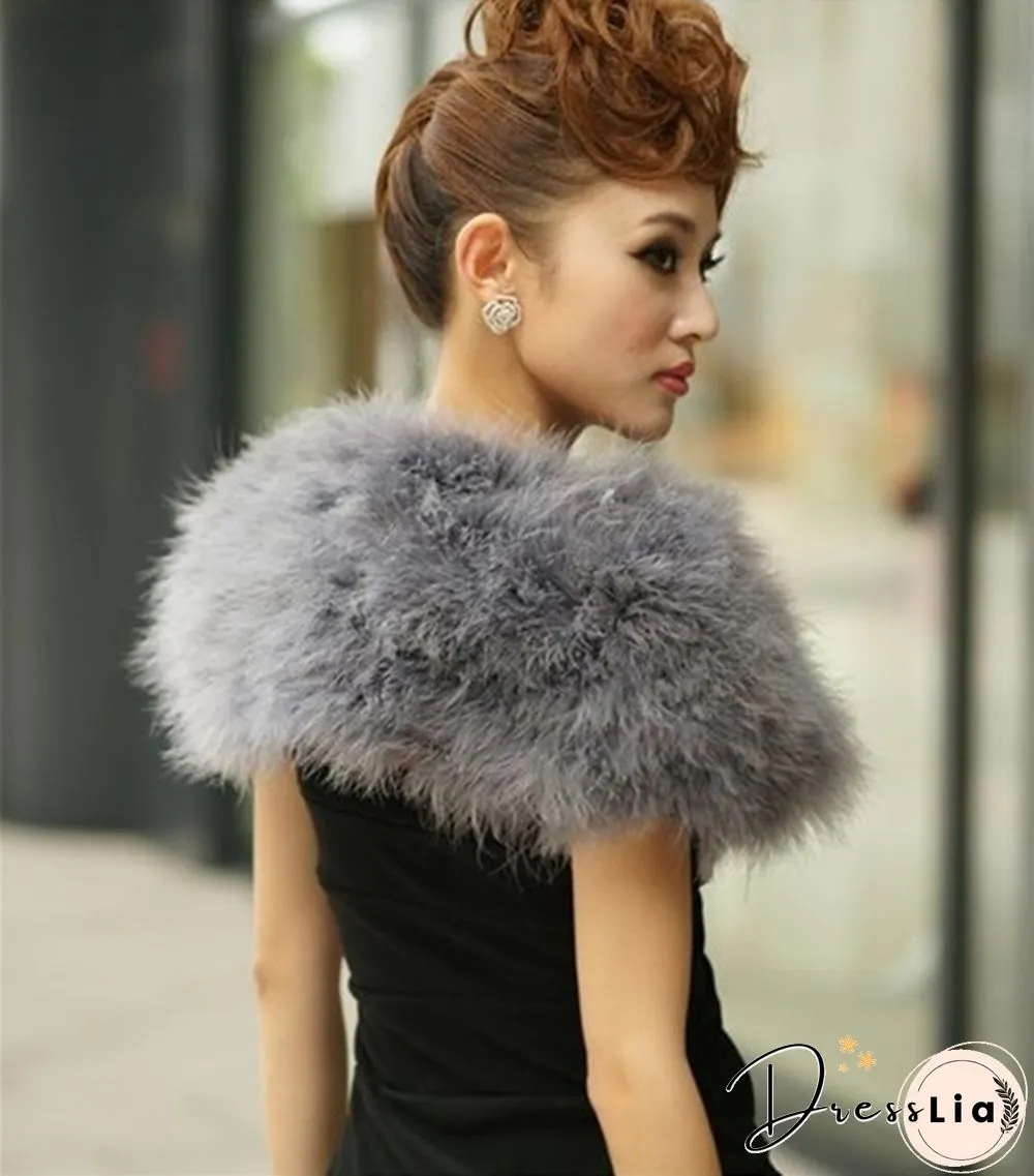 Wedding High Qualtity Real Ostrich Feather Fur Coat Shrug Jacket Colorful