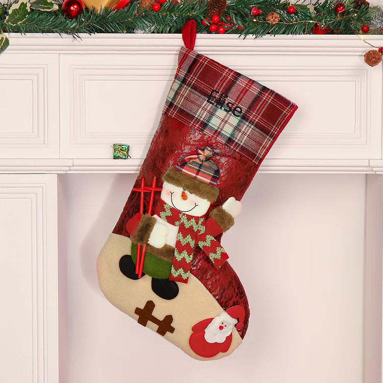 Personalized Christmas Stockings Ornaments Custom 1 Name Christmas Socks Gift for Family Friends