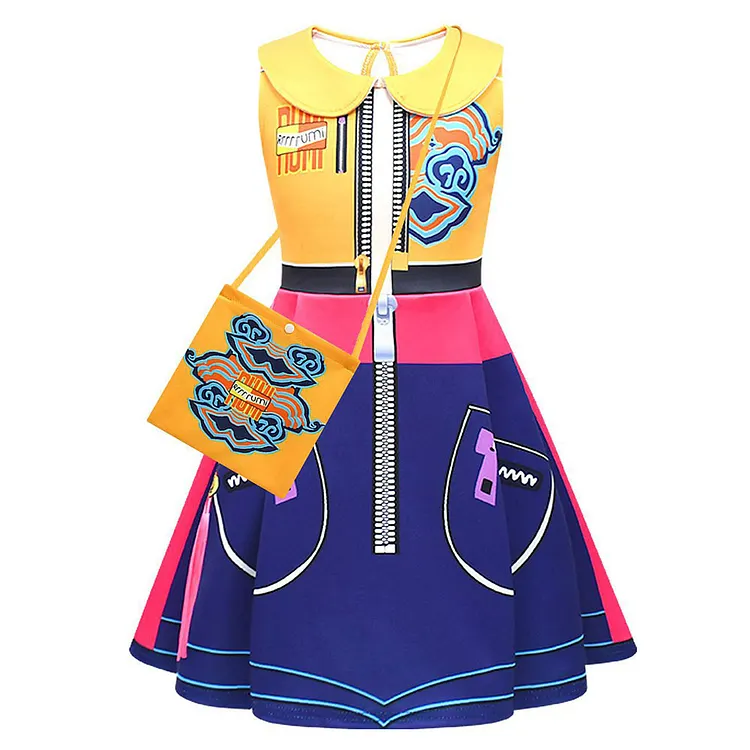 Kids Children KPop Demon Hunters (2025) Rumi Zoey Mira Sleeveless Dress Bag Set Outfits Cosplay Costume
