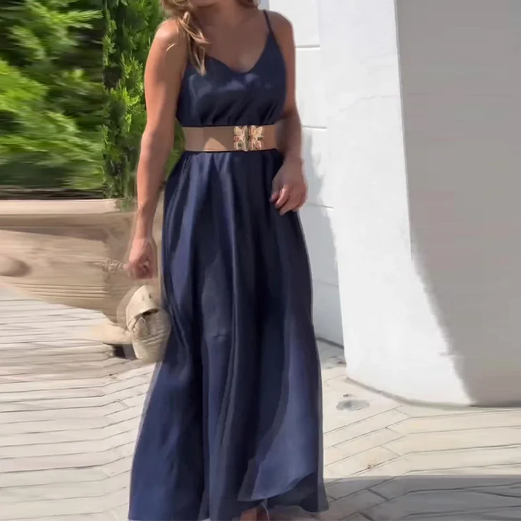 Women's Fashion Retro Elegant Loose Suspender Dress