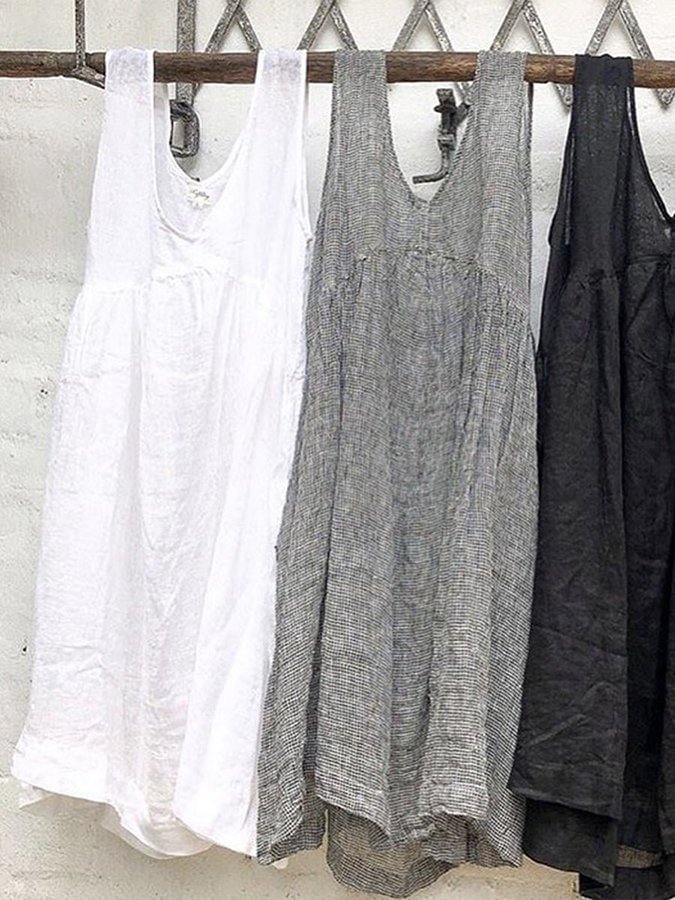 Casual Grey Smocked Tank Dress