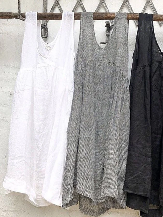 Casual Grey Smocked Tank Dress